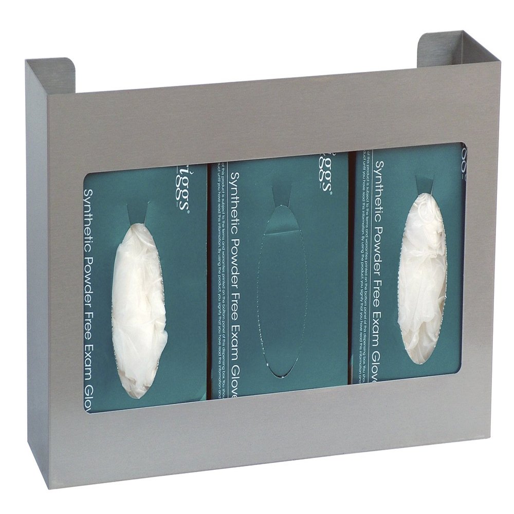 American Made Stainless Steel Triple Glove Box Holder (10"H x 16"W x 3 3/4"D)