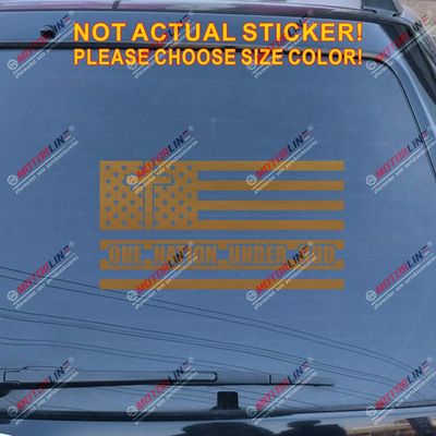 One Nation Under God American Flag Jesus Cross Decal Sticker Car Vinyl Christian (Gold, 24'' (61.0cm))
