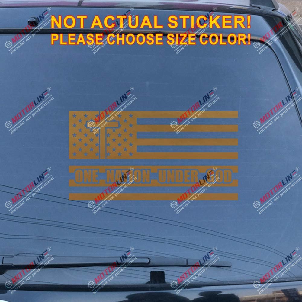 One Nation Under God American Flag Jesus Cross Decal Sticker Car Vinyl Christian (Gold, 24'' (61.0cm))