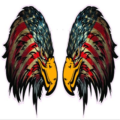 Weathered American Flag Eagle Head Version 2 Decal right and left is 4" each in size