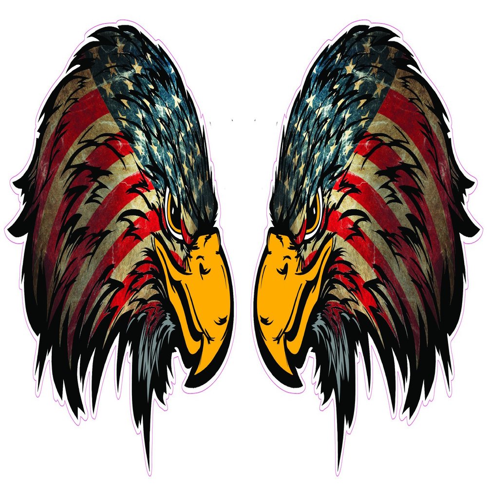 Weathered American Flag Eagle Head Version 2 Decal right and left is 4" each in size