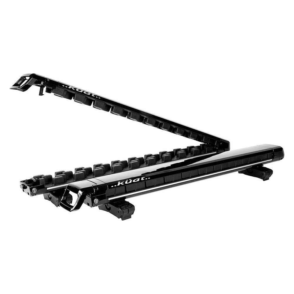 KUAT Grip 6 Durable Universal Car SUV Rooftop Crossbars Mounted Winter Sports Gear Hauling Transportation Slide-Out Locking Clamshell Rack, Fits 6 Skis/4 Snowboards - Black Metallic with Gray Anodize