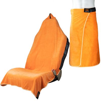 Orange Mud Transition & Seat Wrap V2.0 Car Seat Cover, Changing Kilt & Multipurpose Towel Sweat-Proof, Quick-Dry, Secure Wrap for Athletes, Runners, Cyclists Orange