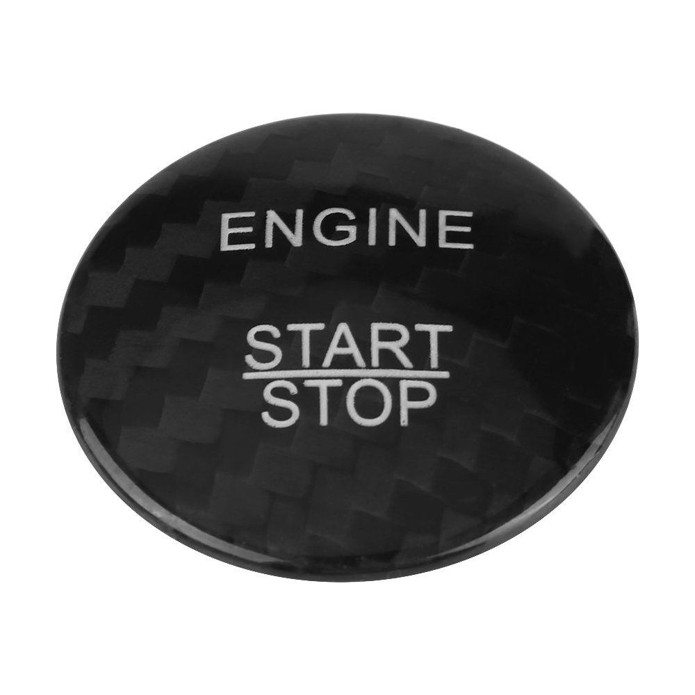 KIMISS Carbon Fiber Keyless Engine Start Stop Push Button Cover Trim for A B C GLC GLA CLA ML GL Class(Black)