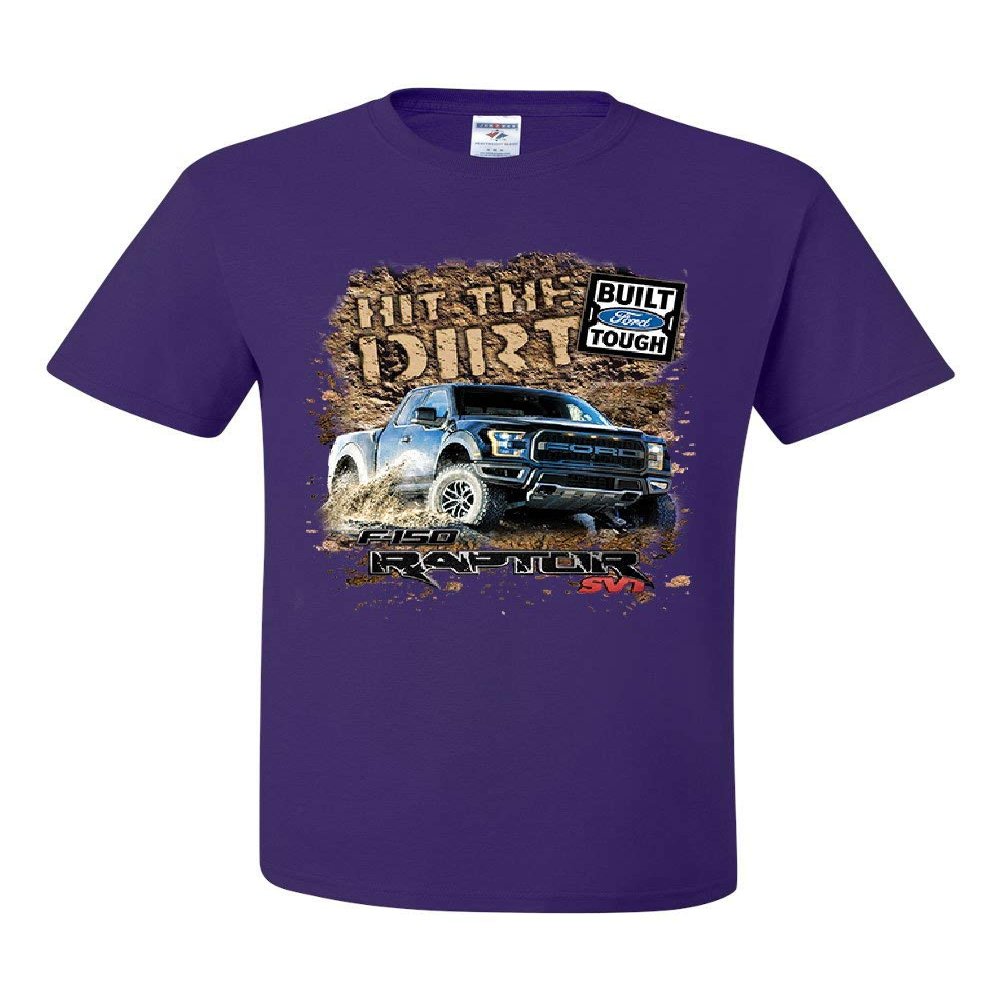 Hit The Dirt Built Ford Tough T-Shirt F-150 Raptor Pickup Truck Tee Shirt Purple X-Large