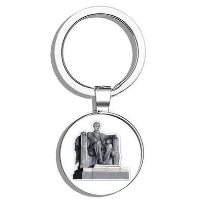 HJ Media Lincoln Memorial Metal Round Metal Key Chain Keychain Ring