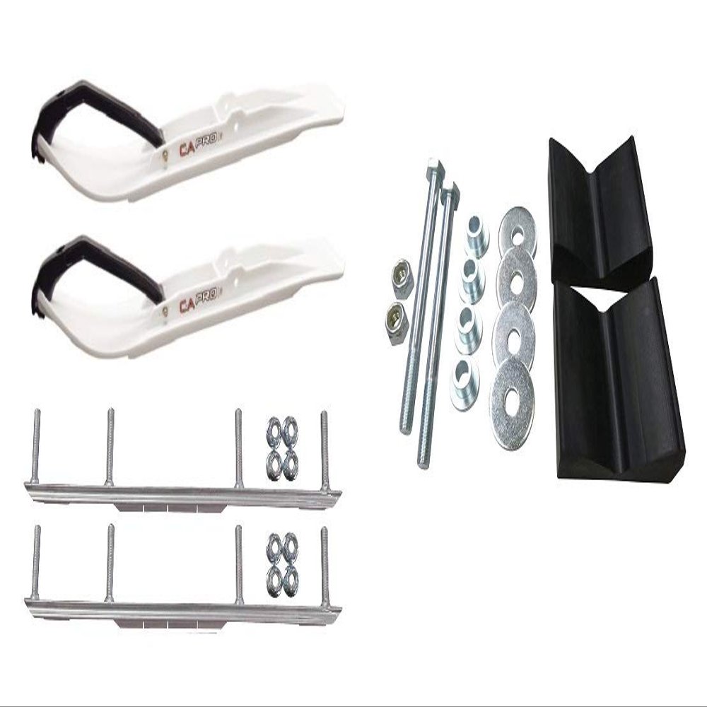 C&A Pro White XT Snowmobile Skis w/ 6" Shaper Bars Complete Kit 2016+ Ski-Doo w/o T.S. Adjustable (excl. Summit)