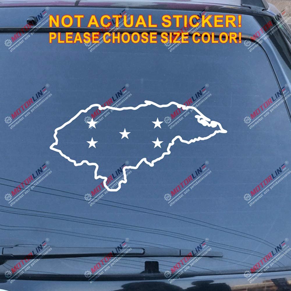 Honduras Map Outline Flag Decal Sticker Car Vinyl Pick Size Color die Cut (White, 6'' (15.2cm))