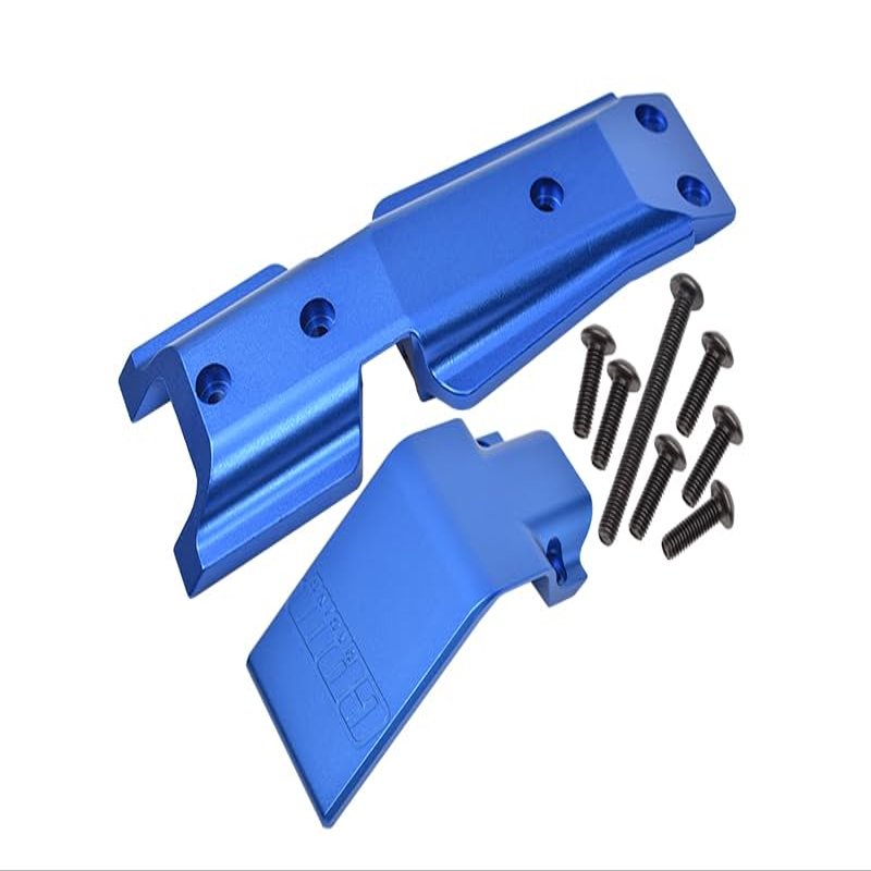 GPM For Traxxas E-Revo 2.0 VXL Brushless (86086-4) Upgrade Parts Aluminum Front Skid Plate - 2Pc Set Blue
