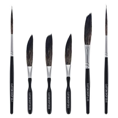 Custom Shop Pinstriping Brush Master Set (Sword #0, 00, 000, Scroll #1 & #2, Long Liner #00) - The Complete Set of Every Brush Style and Size - High Performance Striping Brushes