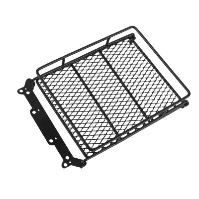 RC Car Roof Rack, Middle Size Roof Rack Luggage Carrier with 4 Round LED Lights for Axial SCX10 1/10 RC Crawler Car(4 White Light Color)