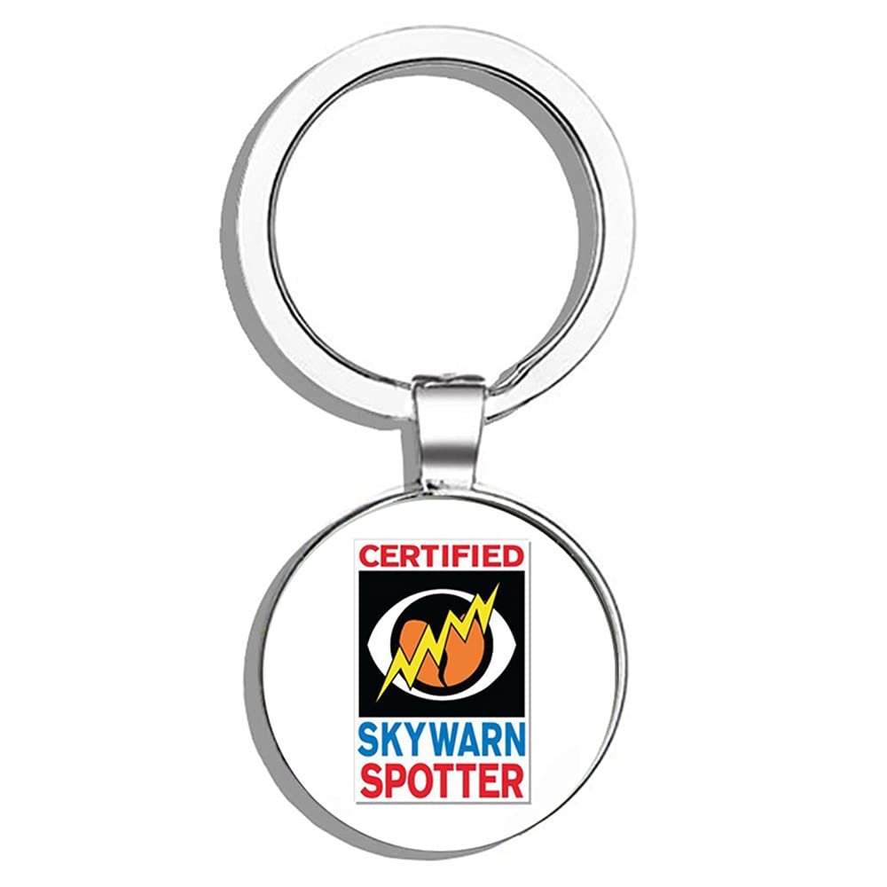 HJ Media Skywarn Certified Storm Spotter Metal Round Metal Key Chain Keychain Ring