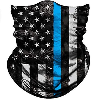 Obacle Bandana Face Mask for Dust Wind Sun Protection Seamless Bandana Mask Men Women Festival Fishing Hunting Riding Work Outdoor Running Tube Mask Neck Gaiter (US Flag 1 Blue Line)
