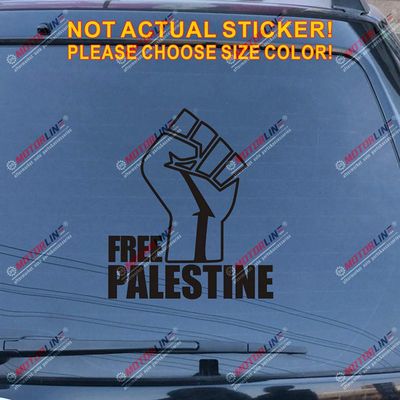 Free Palestine Fist Decal Sticker Car Vinyl no bkgrd Pick Size Color (Black, 4'' (10.2cm))