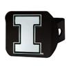 University of Illinois Illini NCAA Black Metal Hitch Cover by FANMATS - Unique 3D Chrome Team Logo Molded Design Easy Installation on Truck, SUV, Car, or ATV - Ideal Gift for Student/Alumni/Fan view 1