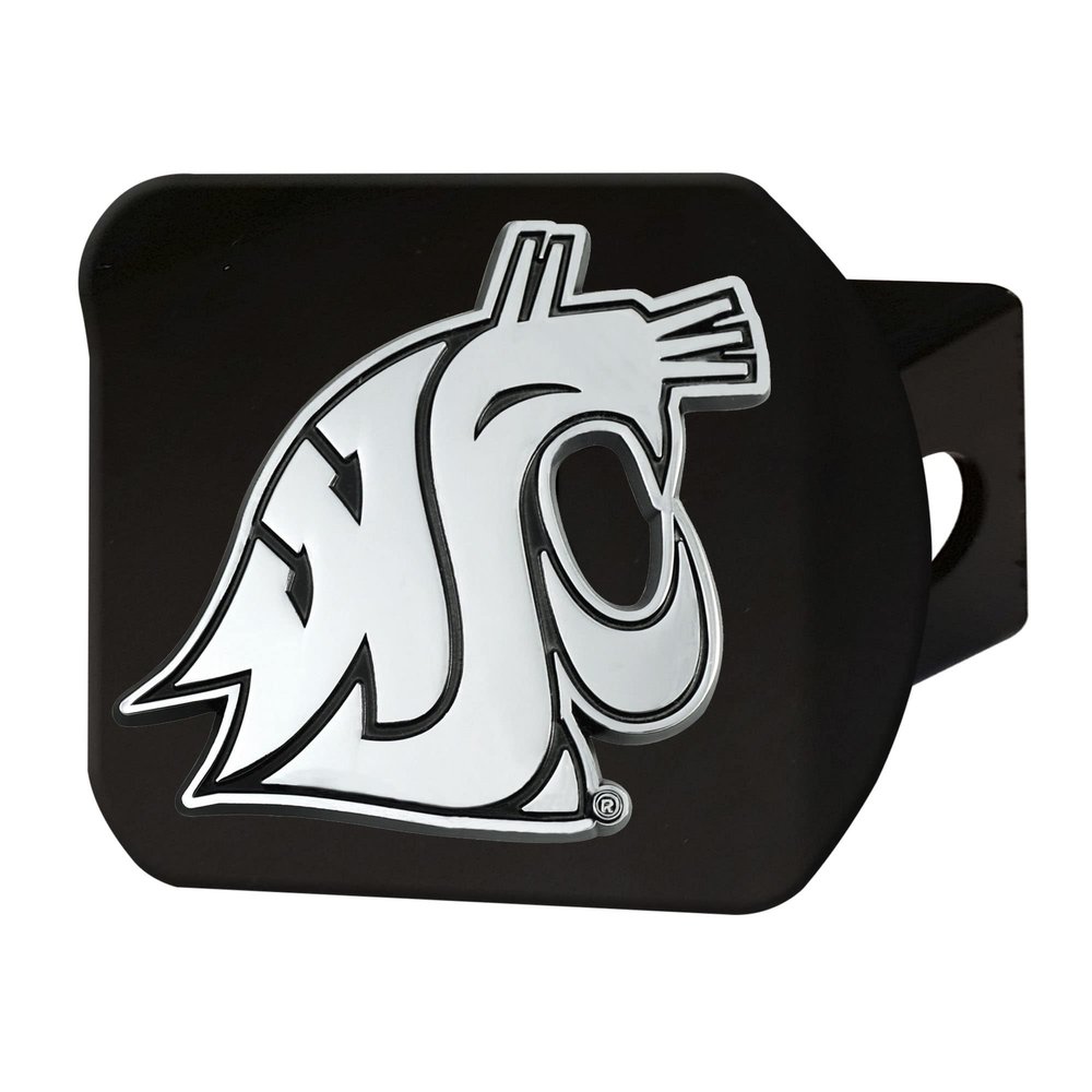 FANMATS 22850 Washington State Cougars Black Metal Hitch Cover with Metal Chrome 3D Emblem