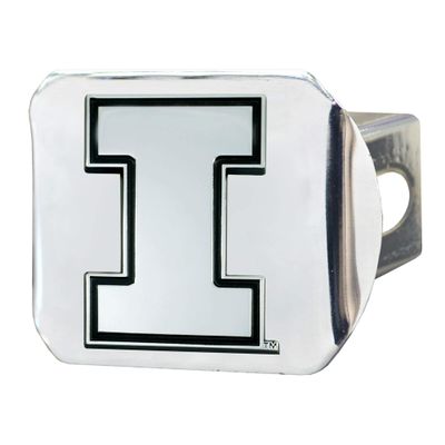 University of Illinois Illini NCAA Chrome Metal Hitch Cover by FANMATS - Unique 3D Chrome Team Logo Molded Design Easy Installation on Truck, SUV, Car, or ATV - Ideal Gift for Student/Alumni/Fan