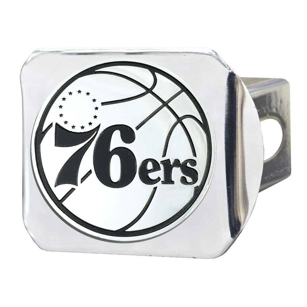 FANMATS 25080 Philadelphia 76ers Chrome Metal Hitch Cover with Chrome Metal 3D Emblem