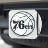 FANMATS 25080 Philadelphia 76ers Chrome Metal Hitch Cover with Chrome Metal 3D Emblem view 2