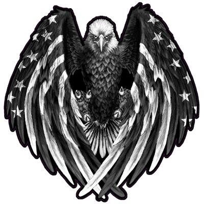 Bald Eagle American Flag Eagle Wings Black & White Decal from The United States (12" x 12")