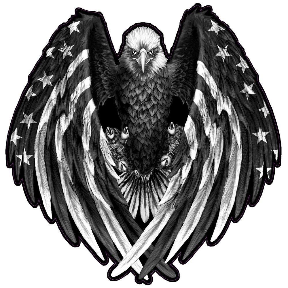 Bald Eagle American Flag Eagle Wings Black & White Decal from The United States (12" x 12")