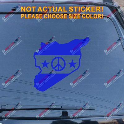 Syria Peace Sign Map Flag Decal Sticker Syrian Arab Republic Car Vinyl (Blue, 6'' (15.2cm))