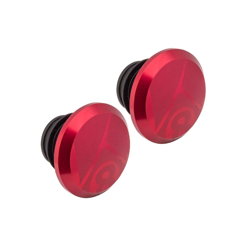 Origin8 Alloy Road Push-in Bar End Plugs (Anodized Red, 30mm)