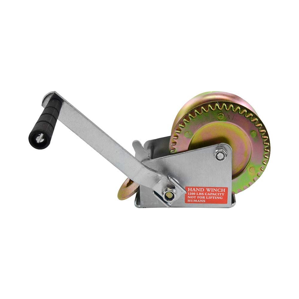 MH GLOBAL 26 Feet Cable Drop Forged Gear Hand Winch W/Latch Hook Cap. 1200 Pounds Crank Boat ATV RV Trailer