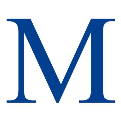 Applicable Pun Mu Greek Letter M - Vinyl Decal for Outdoor Use on Cars, ATV, Boats, Windows and More - Blue 10 Inches Tall