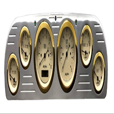 Dolphin Gauges Compatible with 1957 1958 1959 1960 Ford Truck 6 Gauge Dash Cluster Panel Set Programmable Gold Bezel