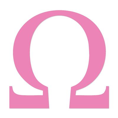 Applicable Pun Omega Greek Letter - Vinyl Decal for Outdoor Use on Cars, ATV, Boats, Windows and More - Light Pink 4 Inches Tall
