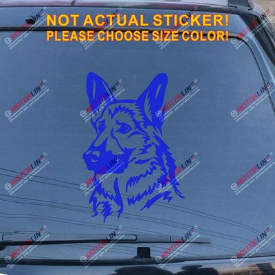 German Shepherd Head Dog Decal Sticker Car Vinyl K9 Police Pick Size Color b (Blue, 12'' (30.5cm))
