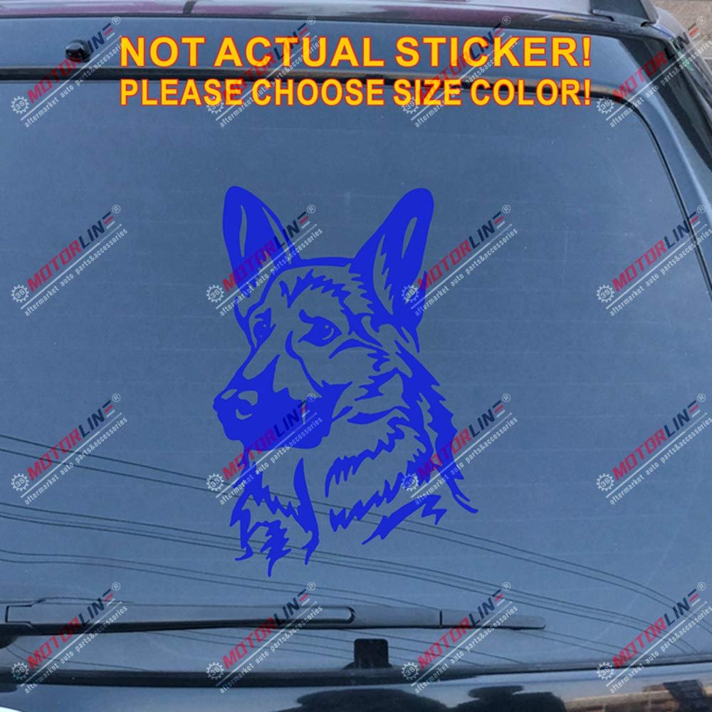 German Shepherd Head Dog Decal Sticker Car Vinyl K9 Police Pick Size Color b (Blue, 12'' (30.5cm))