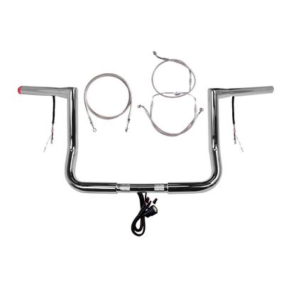 Hill Country Customs 1 1/4" Chrome 10" Twin Peaks Prewired Handlebar Kit for 2014-2015 Harley Street Glide models without ABS Brakes - PW-0601-2697-SG14-RC