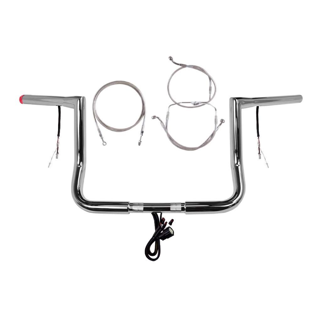 Hill Country Customs 1 1/4" Chrome 10" Twin Peaks Prewired Handlebar Kit for 2014-2015 Harley Street Glide models without ABS Brakes - PW-0601-2697-SG14-RC