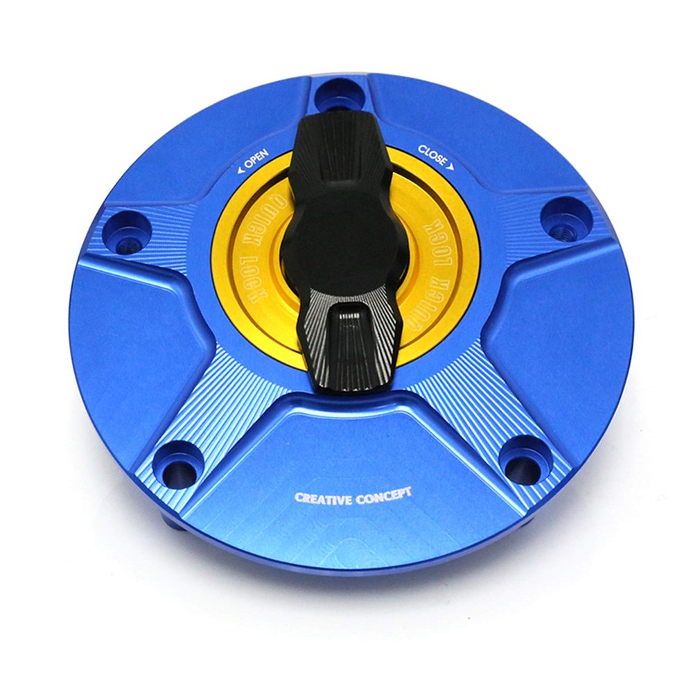 MC MOTOPARTS NIMBLE Blue Gold CNC Quick Lock Fuel Gas Cap Compatible with F4 2010-2013