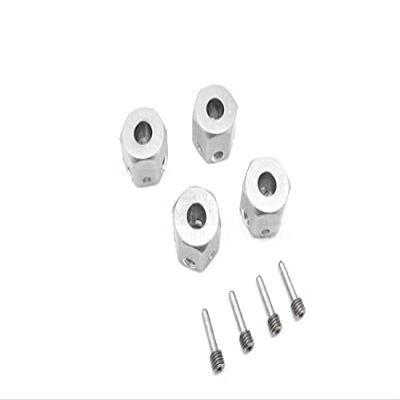 Aluminum Universal Hex Adapter 12mmx10mm - 4Pcs Set Silver
