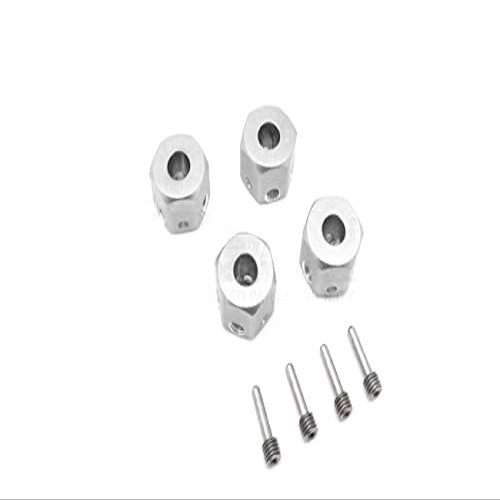 Aluminum Universal Hex Adapter 12mmx10mm - 4Pcs Set Silver