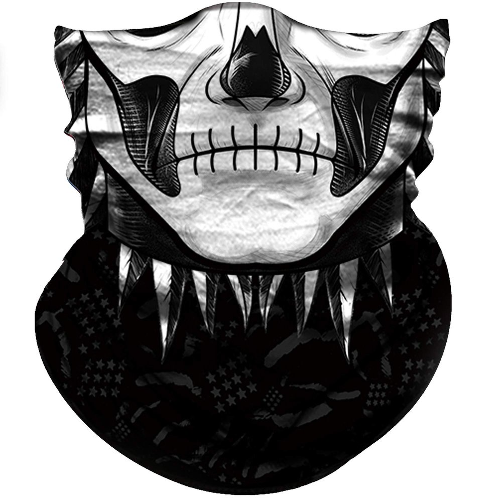 Obacle Motorcycle Face Mask Sun UV Dust Wind Protection Durable Tube Mask Seamless Bandana Skeleton Face Mask for Men Women Bike Riding Cycling Biker Fishing Outdoor Festival (Sewing Lip Skull)