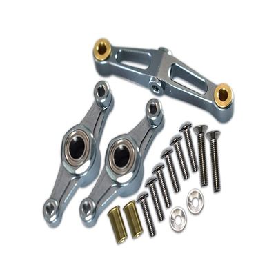 GPM For Tamiya TT-02 Upgrade Parts Aluminum Steering Assembly With Bearing - 1 Set Gray Silver