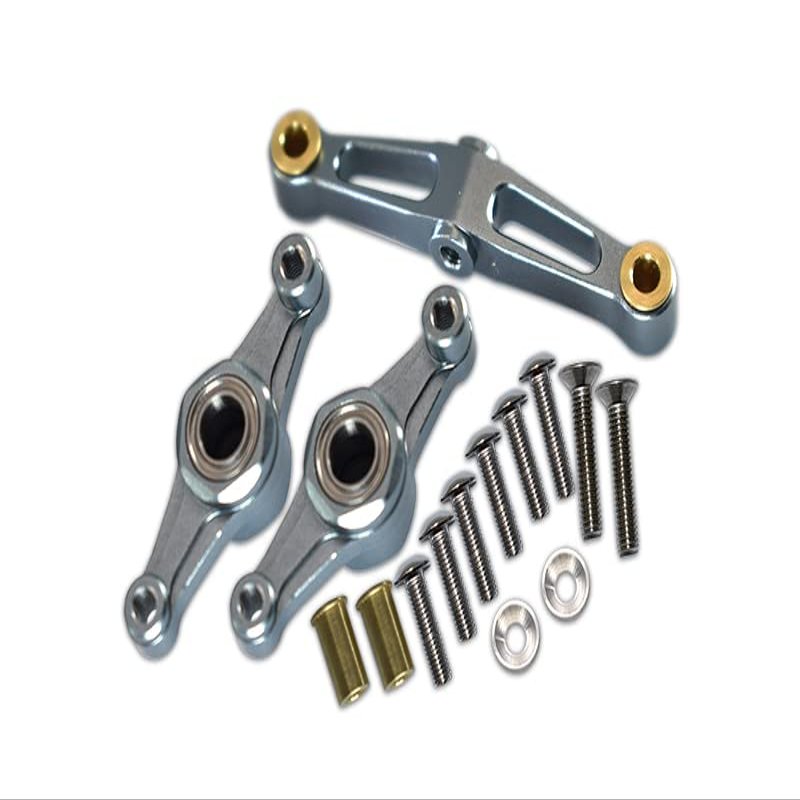 GPM For Tamiya TT-02 Upgrade Parts Aluminum Steering Assembly With Bearing - 1 Set Gray Silver