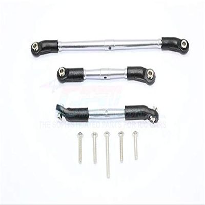 GPM For Traxxas TRX-4 Trail Defender Crawler Upgrade Parts Aluminum Front Adjustable Steering Link & Suspension Link - 3Pcs Set Silver