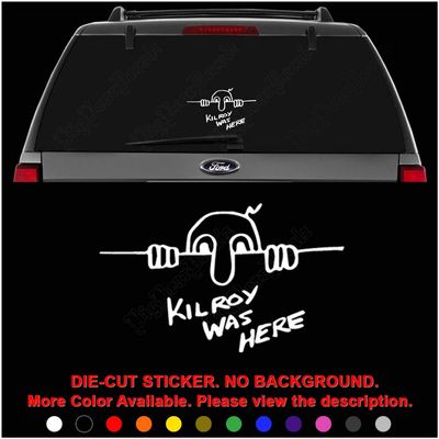 Kilroy was Here Die Cut Vinyl Decal Sticker for Car Truck Motorcycle Vehicle Window Bumper Wall Decor Laptop Helmet Size- [20 inch] / [50 cm] Wide || Color- Gloss White