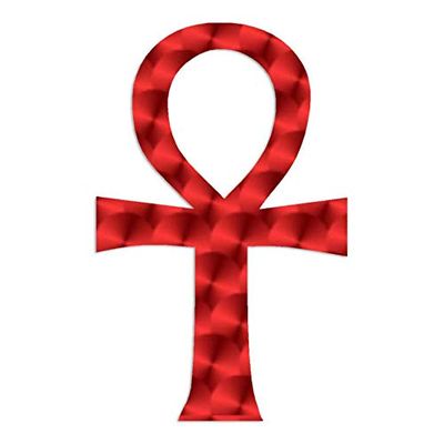 Decorative Decal - Ankh Key of Life 2.35" x 3.75" - Red Engine Turn - Vinyl Sticker