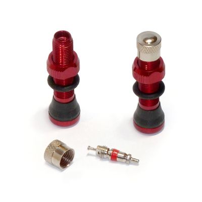 VeloTubes Tubeless Schrader Valves - 40mm Red