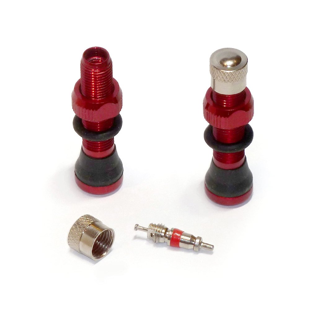 VeloTubes Tubeless Schrader Valves - 40mm Red