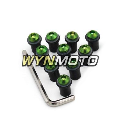 Ceramicszb Windscreen Screws Well Nuts Washers For Honda CBR900RR 1998 1999, Works on OEM or Aftermarket Windshield Bolts Hardware Installation,10 Set Green Color