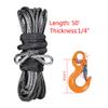 Astra Depot 50ft Black Synthetic Winch Rope Extension Cable with Hooks view 2