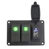 2 Gang Rocker Switch Panel with 45 Pattern Stickers, Keenso Waterproof Car Marine Rocker Switch Panel LED 12/ 24V Dual USB for Boat Car Vehicle Truck Yacht (Green LED) view 1