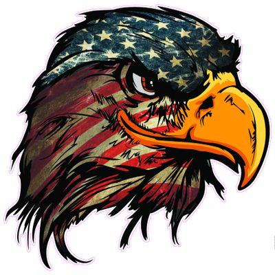 American Flag Eagle Head V3 Decal comes in 5 sizes (10" x 10")